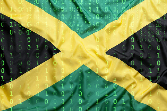 Binary code with Jamaica flag, data protection concept - Powered by Adobe