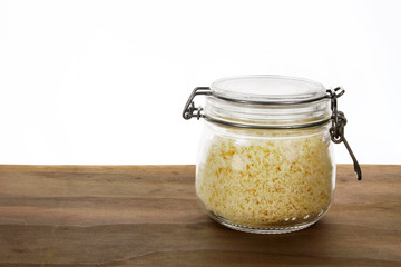 Glass Jar with Bread Crumbs