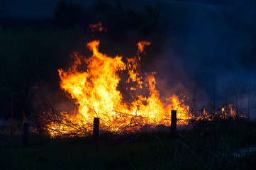 flames in the bonfire