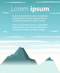 Vector mountain Illustration of the big brown rocks under the blue sky The space for the text for the brochure or website