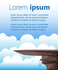 Vector mountain Illustration of the big brown rocks under the blue sky The space for the text for the brochure or website