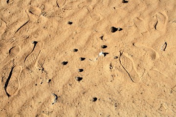 Fototapeta na wymiar Fußspuren im Wüstensand
