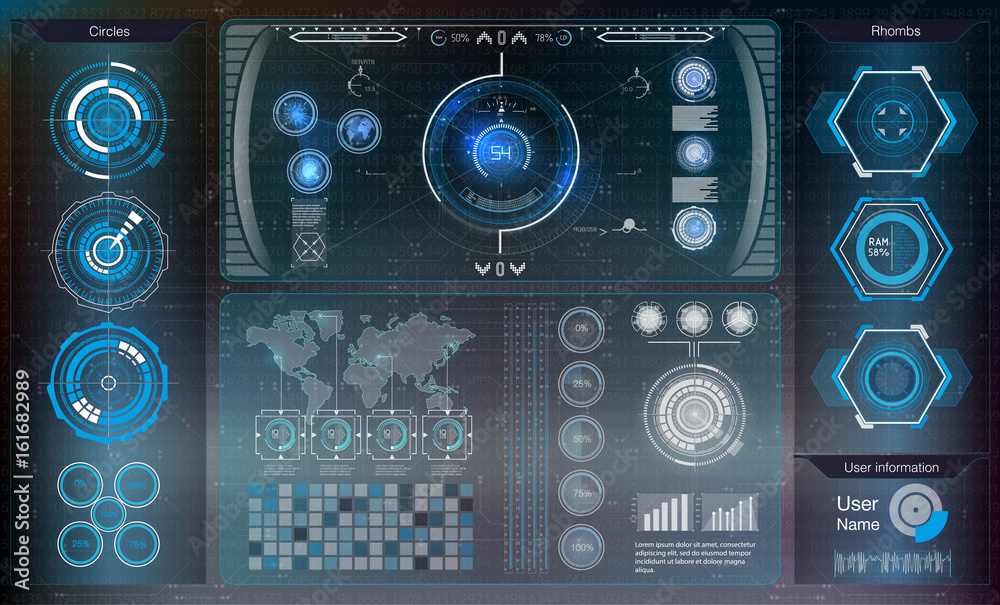 Poster abstract background with different elements of the hud. hud elements,graph.vector illustration.head-
