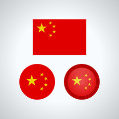 Chinese trio flags, vector illustration