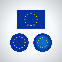 European Union trio flags, vector illustration