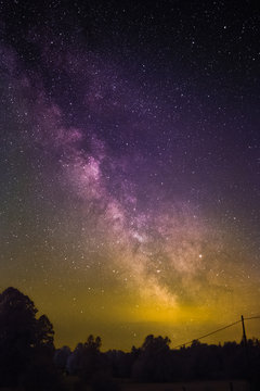 The Milky Way as seen from the hamlet Johanniskreuz in the Palatinate Forest in Germany.