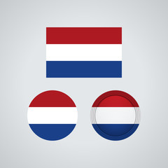 Dutch trio flags, vector illustration