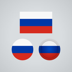 Russian trio flags, vector illustration