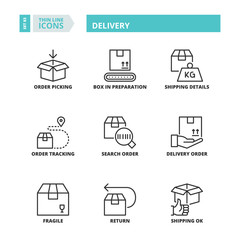 Thin line icons. Delivery