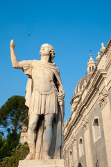 Fototapeta na wymiar Statues outside Saint Agatha Church in Catania, Sicily