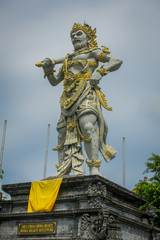 BALI, INDONESIA - MARCH 08, 2017: Stone statue of Vishnu in Gunung Kawi, Bali, Indonesia