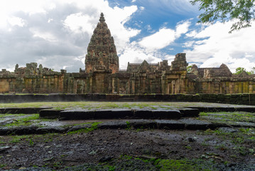Obraz premium Panomrung stone castle, ancient historic travel place in Buriram province of Thailand