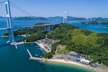 馬島と来島海峡大橋（しまなみ海道）空撮