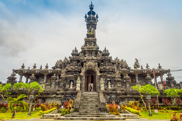 BALI, INDONESIA - MARCH 08, 2017: Panoramic landscape traditional balinese hindu temple Bajra...