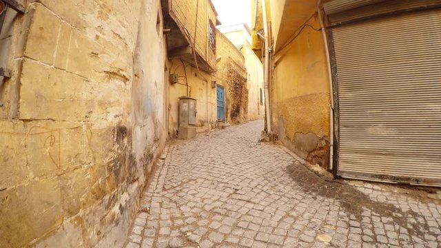 Ancient Paved Street Modern Rolets Sanliurfa
