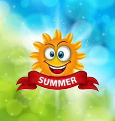 Summer Background with Smiling Sun