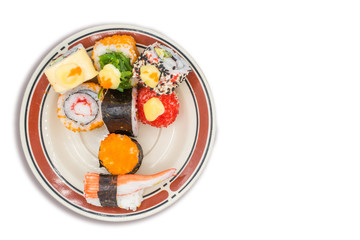Japanese cuisine, on isolated white background.