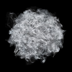 white smoke ball isolated on black