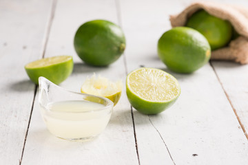 Lime on white rustic wooden