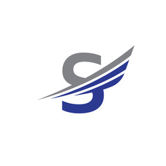 initial letter S logo wing