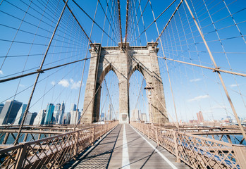 Brooklyn Bridge nyc photograph. New York City tourist landmark.