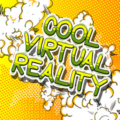 Cool Virtual Reality - Comic book style word on abstract background.