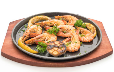 fried shrimps with garlic and lemon