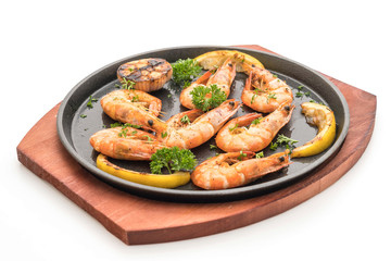 fried shrimps with garlic and lemon