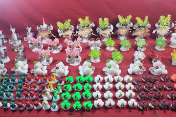 Colorful handcraft made by conch shell. Show piece for interior decoration.