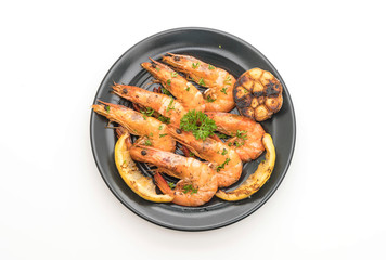 fried shrimps with garlic and lemon