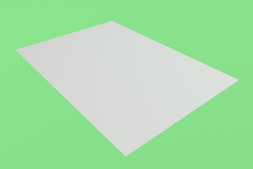 Blank white flyer mockup on green background