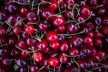 Cherry basket Sweet cherry background cherry with leaf