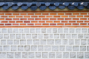 Korean traditional wall. Gyeongbokgung Palace Seoul, South Korea