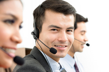 Smiling call center staffs
