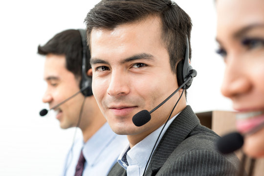 Handsome call center staff (or telemarketer)