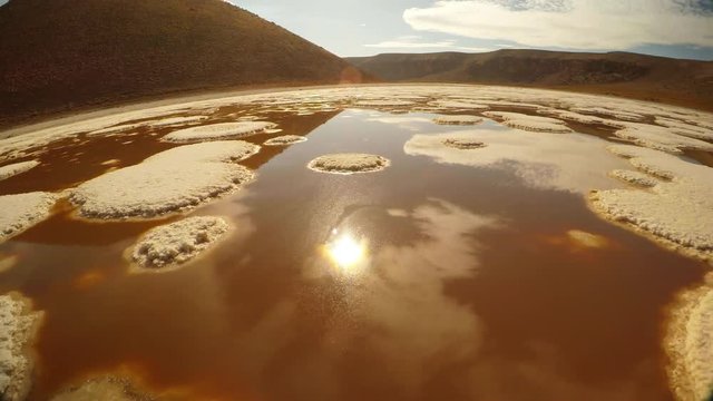 Panorama Meke Lake Ginger Water With Reflections of Sky Sunny Day