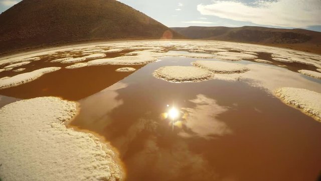 Panorama Meke Lake Ginger Water With Reflections of Sky Sunny Day