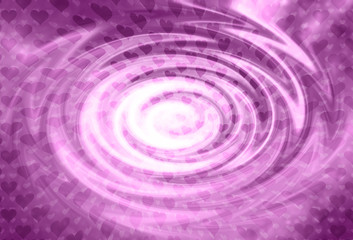 Abstract heart symbols on artistic blurred water drain effect illustration background. Pink color filter used.