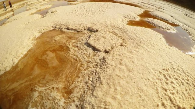 Panorama Close up Salt Dry Ginger Water With Reflections of Sky Meke Lake