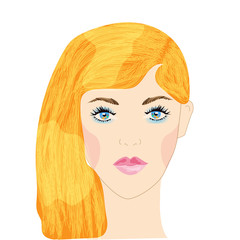 Vector portrait of young beautiful woman with blond hair gathered in a beautiful hairstyle and fresh, light Mace up. print