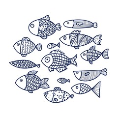 Fish. Coloring. Set.