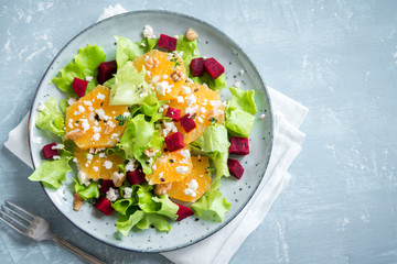Beet and oranges salad with feta