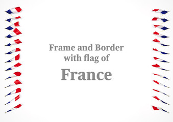 Fototapeta premium Frame and border with flag of France. 3d illustration