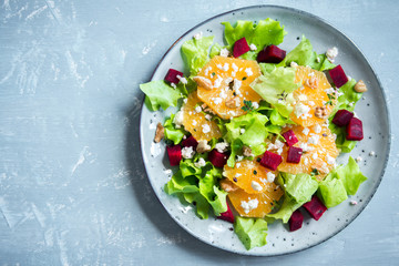 Beet and oranges salad with feta