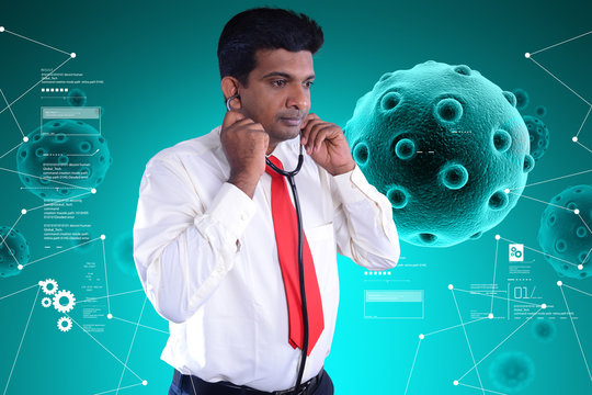 young doctor and virus cell