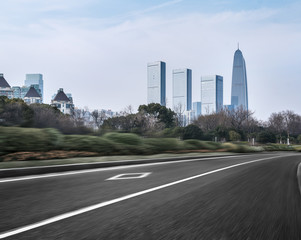 Fototapeta na wymiar Empty downtown street intersection,shot in Shanghai,China.