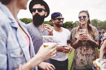 Meeting of friends at the summer festival