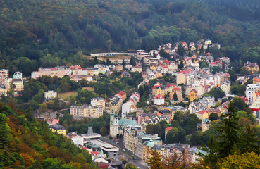 Fototapeta na wymiar Karlovy Vary (Karlsbad) view from above (from Diana tower)