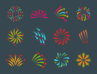Fototapeta na wymiar Firework vector illustration celebration holiday event night explosion light festive party