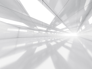 Abstract modern architecture background, empty white open space interior. 3D rendering